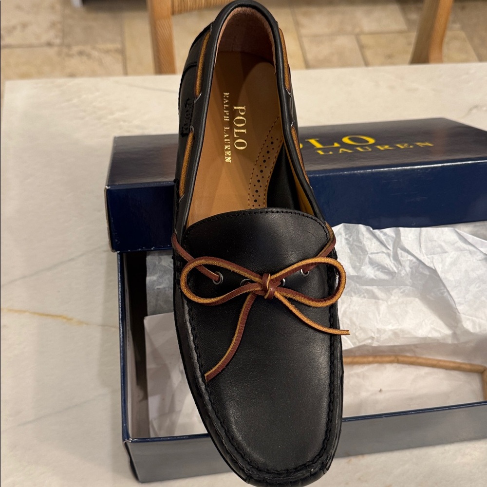 Ralph Lauren Black Leather Loafers - Polo Collection